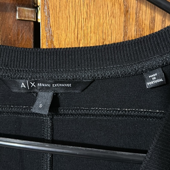 A / X Armani exchange S small gold zipper down the front black sweatshirt dress - Picture 2 of 8